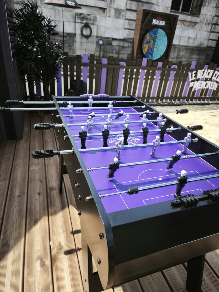 babyfoot goth with skeletons wednesday beach club paris