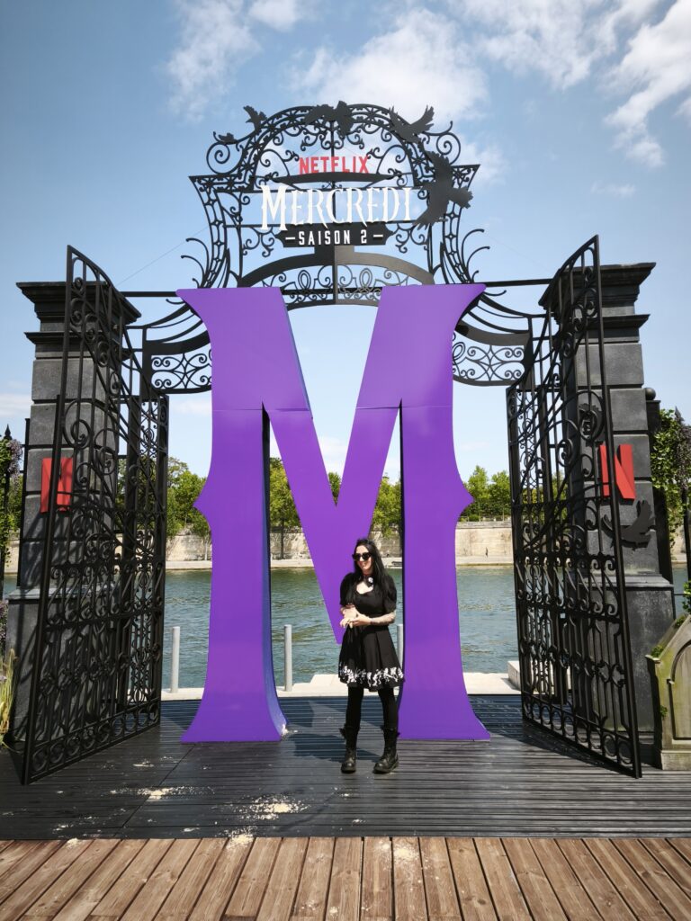 Wednesday addams beach club with the thing